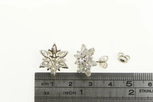14K 3.00 Ctw 1950's Diamond Flower Snowflake Earrings White Gold