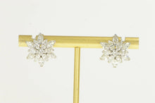 Load image into Gallery viewer, 14K 3.00 Ctw 1950&#39;s Diamond Flower Snowflake Earrings White Gold