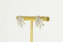 Load image into Gallery viewer, 14K 3.00 Ctw 1950&#39;s Diamond Flower Snowflake Earrings White Gold