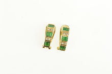 Load image into Gallery viewer, 14K 1.08 Ctw Vintage Emerald Diamond Curved Earrings Yellow Gold