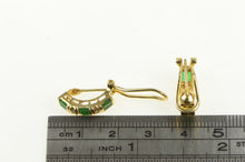 Load image into Gallery viewer, 14K 1.08 Ctw Vintage Emerald Diamond Curved Earrings Yellow Gold