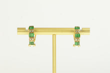 Load image into Gallery viewer, 14K 1.08 Ctw Vintage Emerald Diamond Curved Earrings Yellow Gold