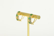 Load image into Gallery viewer, 14K 1.08 Ctw Vintage Emerald Diamond Curved Earrings Yellow Gold