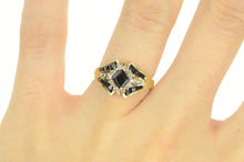 Load image into Gallery viewer, 14K Natural Sapphire Diamond Halo Engagement Ring Yellow Gold