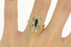 14K Sapphire Diamond Ballerina Halo Engagement Ring Yellow Gold