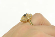 Load image into Gallery viewer, 14K Sapphire Diamond Ballerina Halo Engagement Ring Yellow Gold