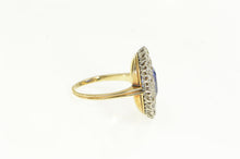 Load image into Gallery viewer, 14K Syn. Sapphire 1.75 Ctw Diamond Halo Cocktail Ring Yellow Gold