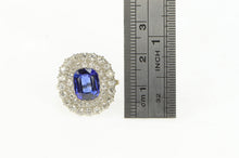Load image into Gallery viewer, 14K Syn. Sapphire 1.75 Ctw Diamond Halo Cocktail Ring Yellow Gold