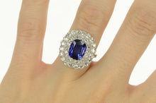Load image into Gallery viewer, 14K Syn. Sapphire 1.75 Ctw Diamond Halo Cocktail Ring Yellow Gold