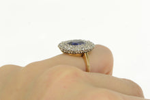 Load image into Gallery viewer, 14K Syn. Sapphire 1.75 Ctw Diamond Halo Cocktail Ring Yellow Gold