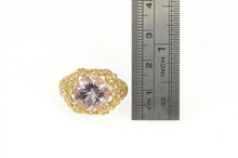 Load image into Gallery viewer, 14K Pink Topaz Diamond Vine Filigree Statement Ring Yellow Gold