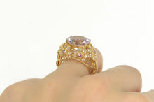 Load image into Gallery viewer, 14K Pink Topaz Diamond Vine Filigree Statement Ring Yellow Gold