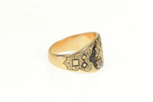 Load image into Gallery viewer, 10K Victorian Masonic G Compass Square Enamel Ring Yellow Gold