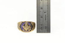 Load image into Gallery viewer, 10K Victorian Masonic G Compass Square Enamel Ring Yellow Gold