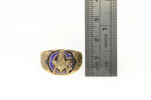 10K Victorian Masonic G Compass Square Enamel Ring Yellow Gold