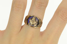Load image into Gallery viewer, 10K Victorian Masonic G Compass Square Enamel Ring Yellow Gold