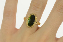 Load image into Gallery viewer, 14K Ammolite Faceted Triplet Oval Statement Ring Yellow Gold