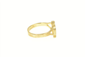 14K Horse Shoe Diamond Cut Good Luck Lucky Ring Yellow Gold
