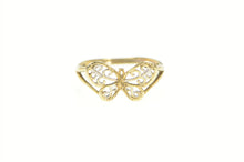 Load image into Gallery viewer, 10K Two Tone Filigree Butterfly Change Symbol Ring Yellow Gold