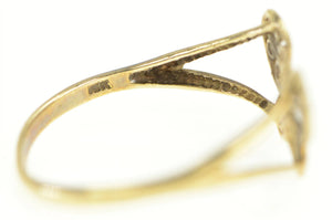 10K Two Tone Filigree Butterfly Change Symbol Ring Yellow Gold