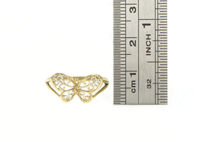 10K Two Tone Filigree Butterfly Change Symbol Ring Yellow Gold