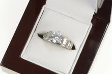 Load image into Gallery viewer, Sterling Silver Round CZ Baguette Accent Travel Engagement Ring