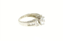 Load image into Gallery viewer, Sterling Silver Round CZ Baguette Accent Travel Engagement Ring