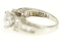 Load image into Gallery viewer, Sterling Silver Round CZ Baguette Accent Travel Engagement Ring