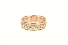 Load image into Gallery viewer, 14K 6.5mm Byzantine Chain Pattern Statement Band Ring Rose Gold