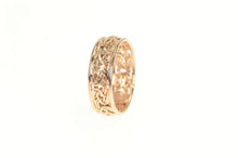 Load image into Gallery viewer, 14K 6.5mm Byzantine Chain Pattern Statement Band Ring Rose Gold