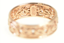 Load image into Gallery viewer, 14K 6.5mm Byzantine Chain Pattern Statement Band Ring Rose Gold
