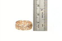 Load image into Gallery viewer, 14K 6.5mm Byzantine Chain Pattern Statement Band Ring Rose Gold