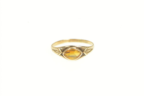 10K Victorian Citrine Ornate Vintage Statement Ring Yellow Gold