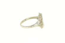 Load image into Gallery viewer, 10K Daughters of Rebekah Art Deco Enamel Filigree Ring White Gold