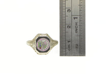 Load image into Gallery viewer, 10K Daughters of Rebekah Art Deco Enamel Filigree Ring White Gold