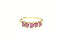 Load image into Gallery viewer, 14K Five Stone Oval Natural Ruby Band Ring Yellow Gold