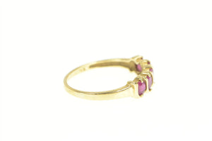 14K Five Stone Oval Natural Ruby Band Ring Yellow Gold