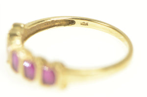 14K Five Stone Oval Natural Ruby Band Ring Yellow Gold