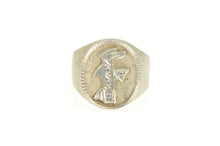 Load image into Gallery viewer, Sterling Silver Oval Ornate F Monogram CZ Initial Signet Ring