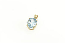 Load image into Gallery viewer, 14K Oval Blue Topaz Vintage Classic Solitaire Pendant Yellow Gold