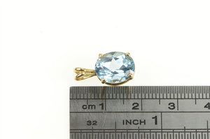 14K Oval Blue Topaz Vintage Classic Solitaire Pendant Yellow Gold