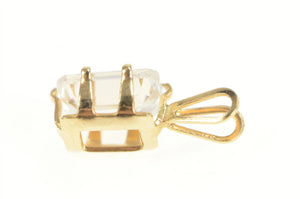 10K Emerald Cut CZ Solitaire Classic Vintage Pendant Yellow Gold