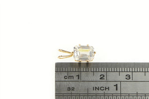 10K Emerald Cut CZ Solitaire Classic Vintage Pendant Yellow Gold