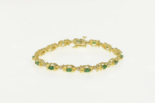14K 2.15 Ctw Natural Marquise Emerald Tennis Bracelet 6.75