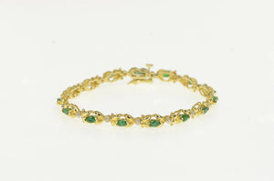 14K 2.15 Ctw Natural Marquise Emerald Tennis Bracelet 6.75" Yellow Gold