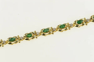 14K 2.15 Ctw Natural Marquise Emerald Tennis Bracelet 6.75" Yellow Gold