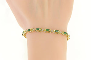 14K 2.15 Ctw Natural Marquise Emerald Tennis Bracelet 6.75" Yellow Gold