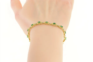14K 2.15 Ctw Natural Marquise Emerald Tennis Bracelet 6.75" Yellow Gold