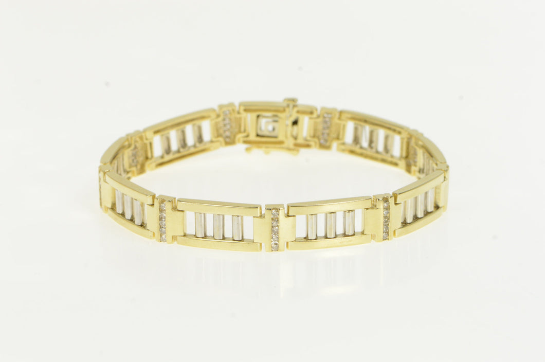 14K 1.00 Ctw Diamond Bar Link Two Tone Tennis Bracelet 8
