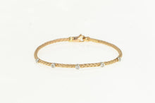 Load image into Gallery viewer, 14K Two Tone Diamond Woven Mesh Chain Bracelet 6.75&quot; Rose Gold